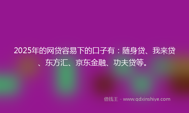 2025年的网贷容易下的口子有：随身贷、我来贷、东方汇、京东金融、功夫贷等。