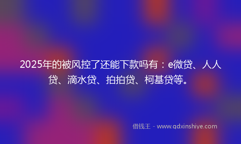 2025年的被风控了还能下款吗有：e微贷、人人贷、滴水贷、拍拍贷、柯基贷等。