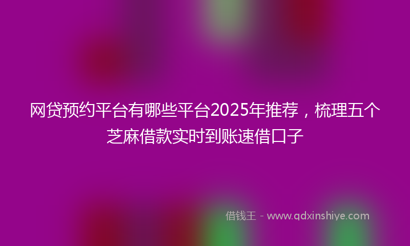 网贷预约平台有哪些平台2025年推荐，梳理五个芝麻借款实时到账速借口子