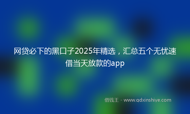 网贷必下的黑口子2025年精选，汇总五个无忧速借当天放款的app
