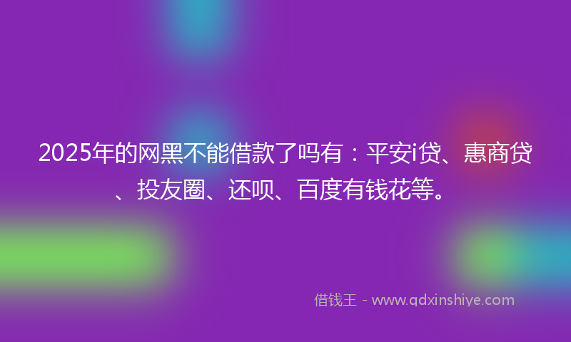 2025年的网黑不能借款了吗有：平安i贷、惠商贷、投友圈、还呗、百度有钱花等。