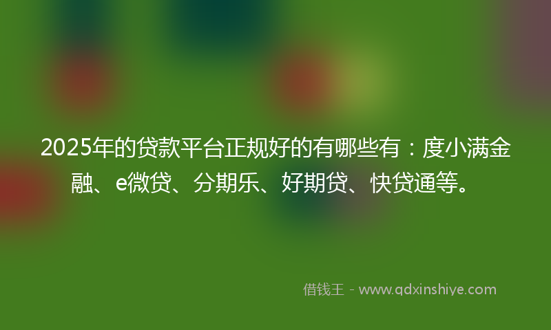 2025年的贷款平台正规好的有哪些有：度小满金融、e微贷、分期乐、好期贷、快贷通等。
