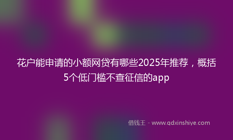 花户能申请的小额网贷有哪些2025年推荐，概括5个低门槛不查征信的app
