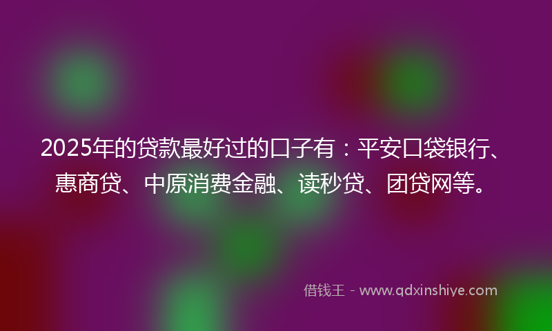 2025年的贷款最好过的口子有：平安口袋银行、惠商贷、中原消费金融、读秒贷、团贷网等。