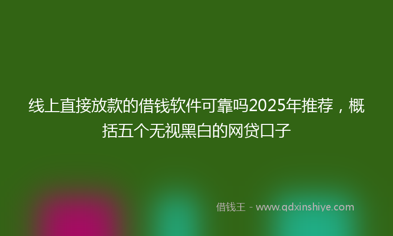线上直接放款的借钱软件可靠吗2025年推荐，概括五个无视黑白的网贷口子