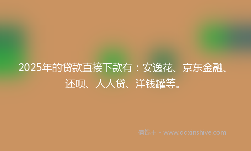 2025年的贷款直接下款有：安逸花、京东金融、还呗、人人贷、洋钱罐等。
