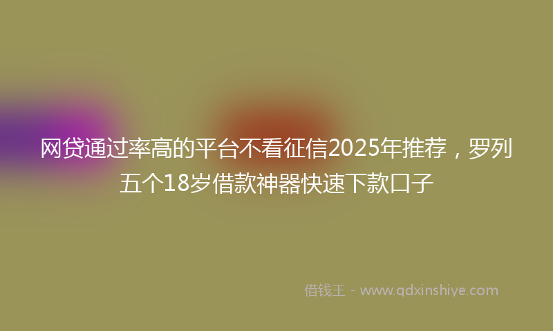网贷通过率高的平台不看征信2025年推荐，罗列五个18岁借款神器快速下款口子