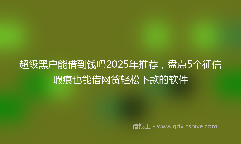 超级黑户能借到钱吗2025年推荐，盘点5个征信瑕疵也能借网贷轻松下款的软件