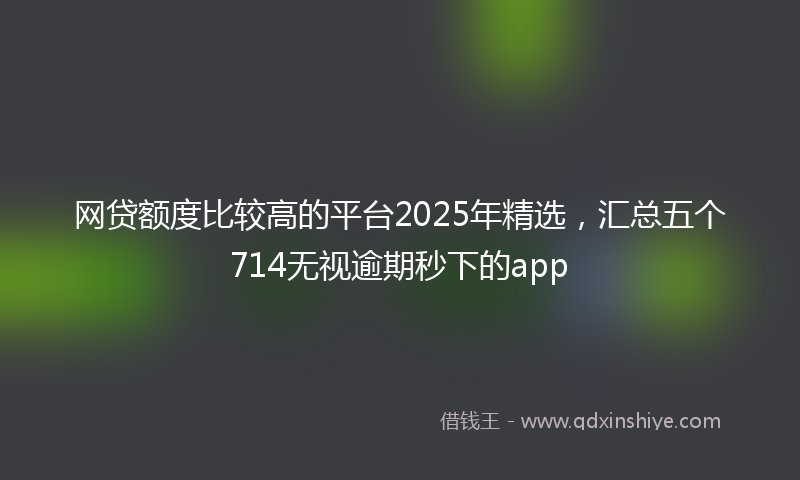 网贷额度比较高的平台2025年精选，汇总五个714无视逾期秒下的app