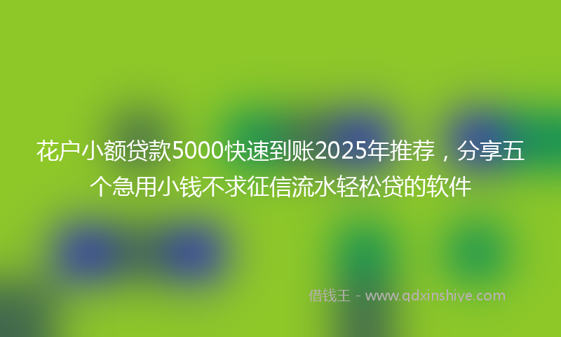 花户小额贷款5000快速到账2025年推荐，分享五个急用小钱不求征信流水轻松贷的软件