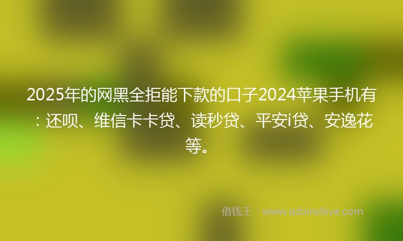 2025年的网黑全拒能下款的口子2024苹果手机有：还呗、维信卡卡贷、读秒贷、平安i贷、安逸花等。