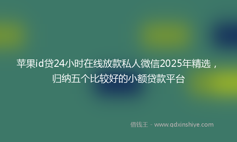 苹果id贷24小时在线放款私人微信2025年精选，归纳五个比较好的小额贷款平台