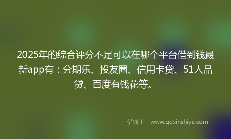 2025年的综合评分不足可以在哪个平台借到钱最新app有：分期乐、投友圈、信用卡贷、51人品贷、百度有钱花等。