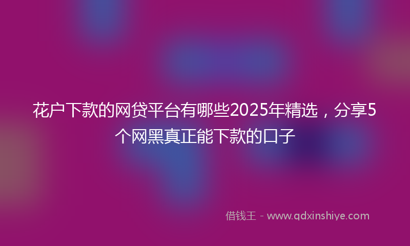 花户下款的网贷平台有哪些2025年精选，分享5个网黑真正能下款的口子