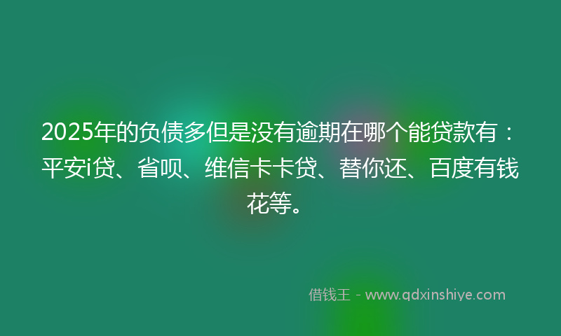 2025年的负债多但是没有逾期在哪个能贷款有：平安i贷、省呗、维信卡卡贷、替你还、百度有钱花等。