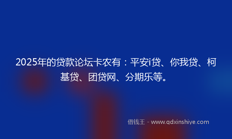 2025年的贷款论坛卡农有：平安i贷、你我贷、柯基贷、团贷网、分期乐等。