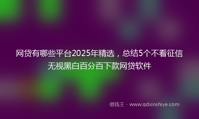 网贷有哪些平台2025年精选，总结5个不看征信无视黑白百分百下款网贷软件