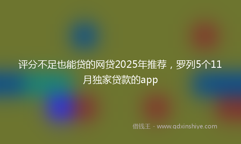 评分不足也能贷的网贷2025年推荐，罗列5个11月独家贷款的app
