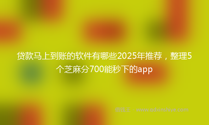 贷款马上到账的软件有哪些2025年推荐，整理5个芝麻分700能秒下的app