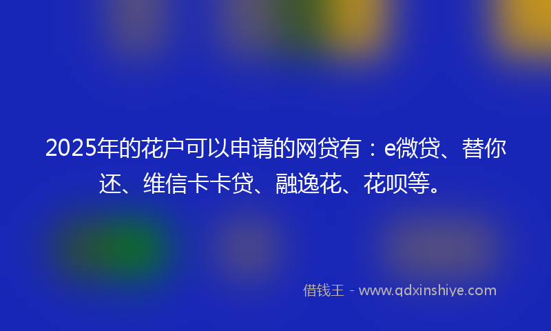 2025年的花户可以申请的网贷有：e微贷、替你还、维信卡卡贷、融逸花、花呗等。