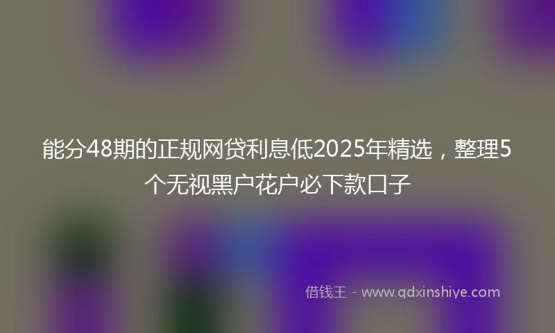能分48期的正规网贷利息低2025年精选，整理5个无视黑户花户必下款口子