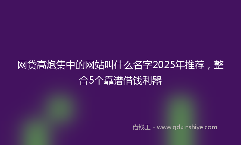 网贷高炮集中的网站叫什么名字2025年推荐，整合5个靠谱借钱利器