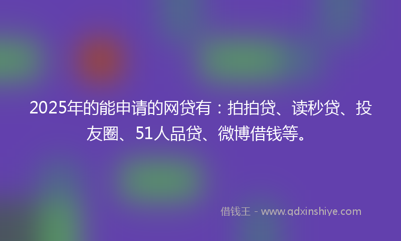 2025年的能申请的网贷有：拍拍贷、读秒贷、投友圈、51人品贷、微博借钱等。