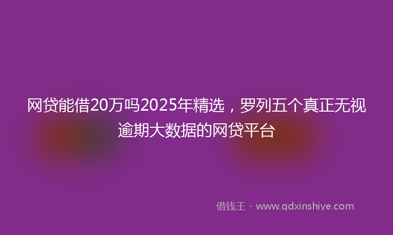 网贷能借20万吗2025年精选，罗列五个真正无视逾期大数据的网贷平台