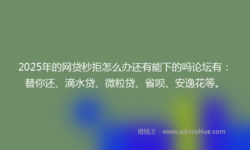 2025年的网贷秒拒怎么办还有能下的吗论坛有：替你还、滴水贷、微粒贷、省呗、安逸花等。