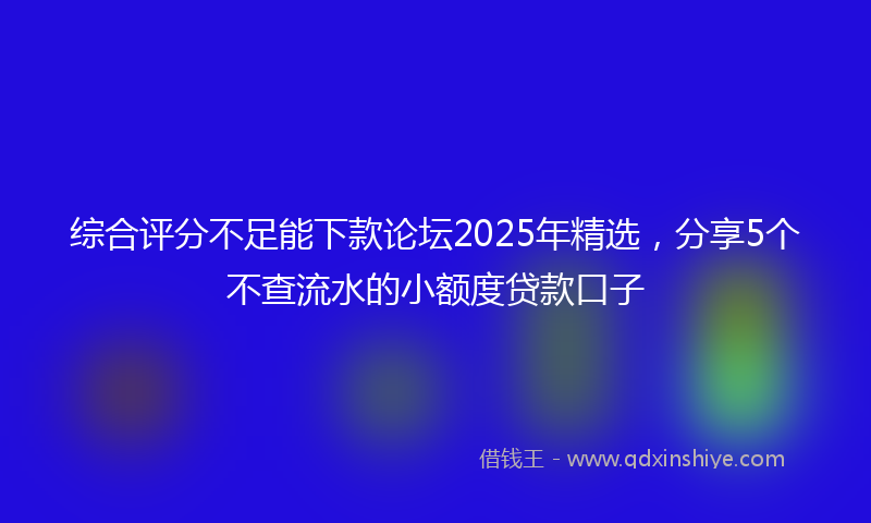 综合评分不足能下款论坛2025年精选，分享5个不查流水的小额度贷款口子