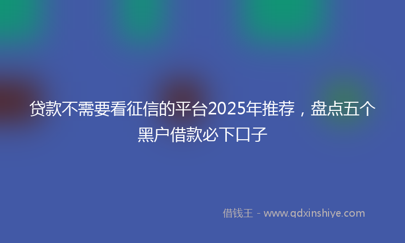 贷款不需要看征信的平台2025年推荐，盘点五个黑户借款必下口子