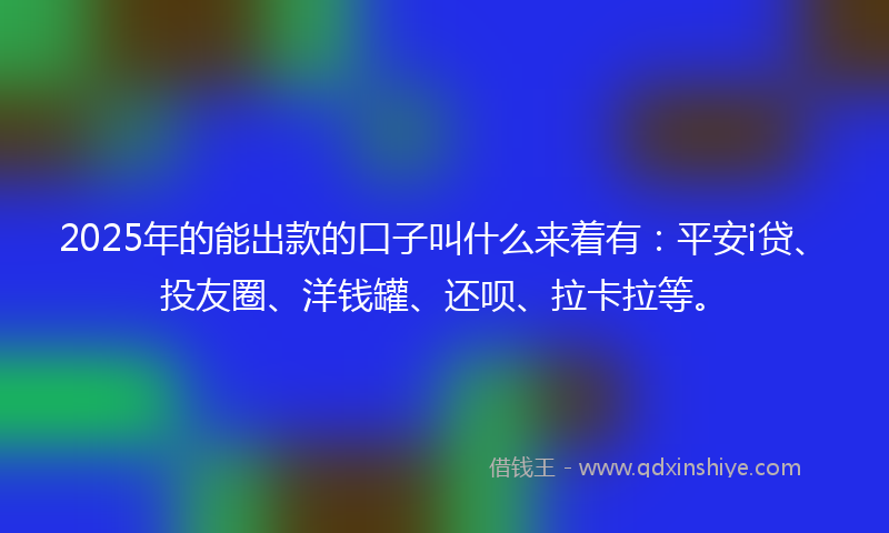 2025年的能出款的口子叫什么来着有：平安i贷、投友圈、洋钱罐、还呗、拉卡拉等。