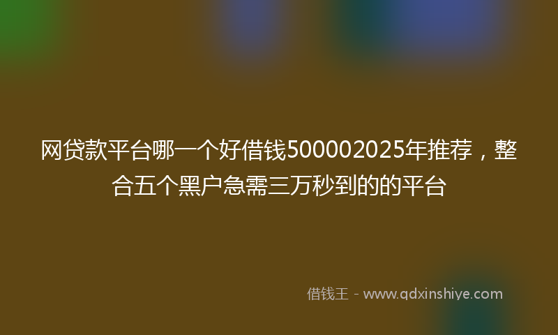 网贷款平台哪一个好借钱500002025年推荐，整合五个黑户急需三万秒到的的平台