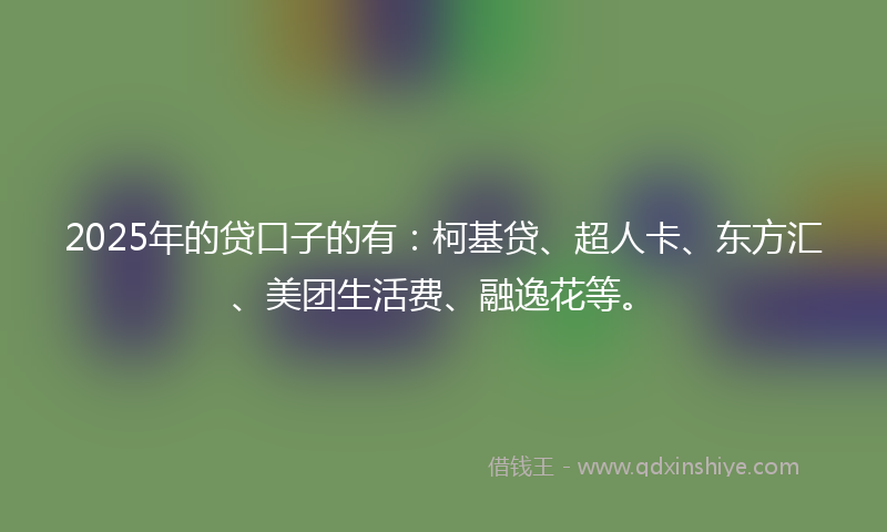 2025年的贷口子的有：柯基贷、超人卡、东方汇、美团生活费、融逸花等。