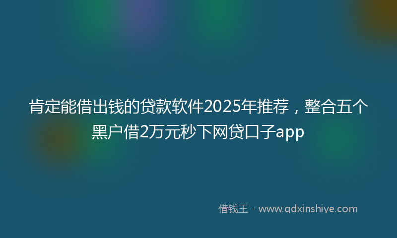 肯定能借出钱的贷款软件2025年推荐，整合五个黑户借2万元秒下网贷口子app