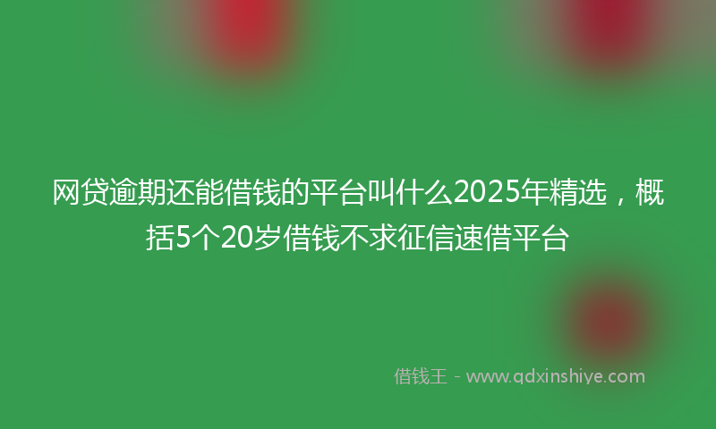 网贷逾期还能借钱的平台叫什么2025年精选，概括5个20岁借钱不求征信速借平台