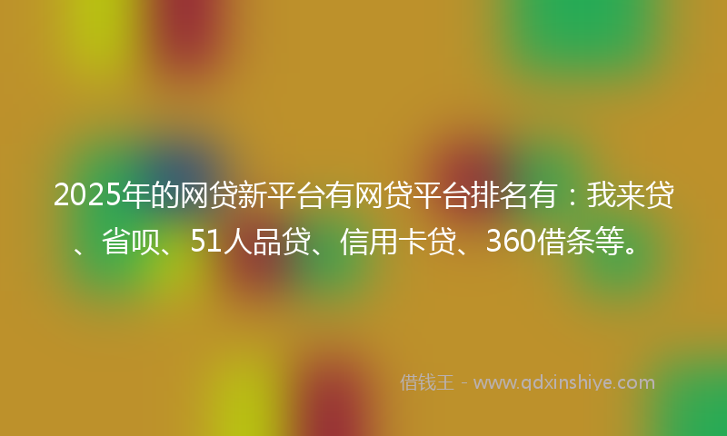 2025年的网贷新平台有网贷平台排名有：我来贷、省呗、51人品贷、信用卡贷、360借条等。