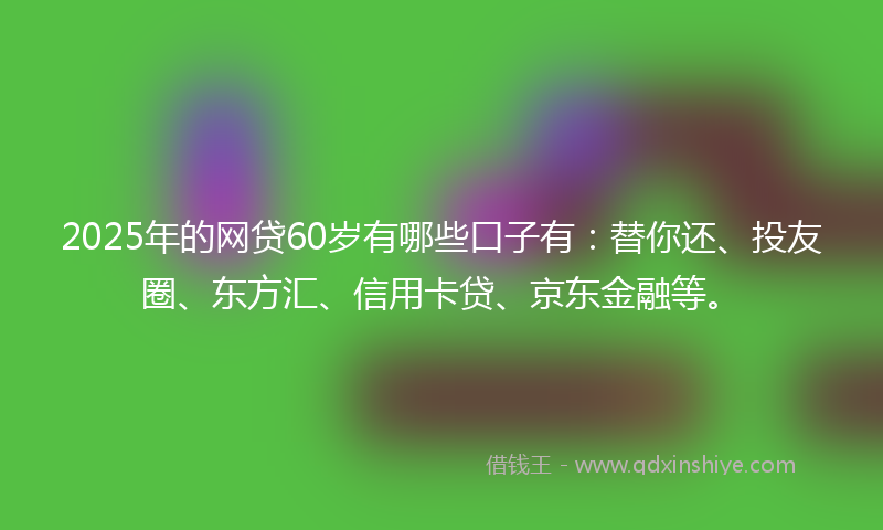 2025年的网贷60岁有哪些口子有：替你还、投友圈、东方汇、信用卡贷、京东金融等。