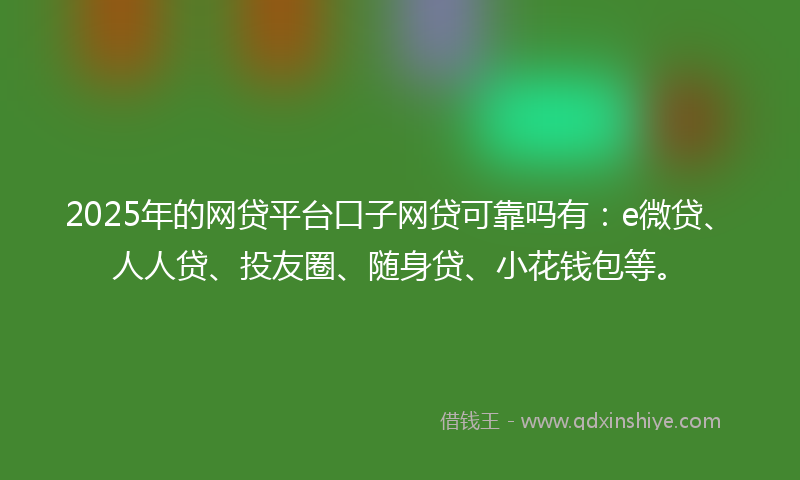 2025年的网贷平台口子网贷可靠吗有：e微贷、人人贷、投友圈、随身贷、小花钱包等。