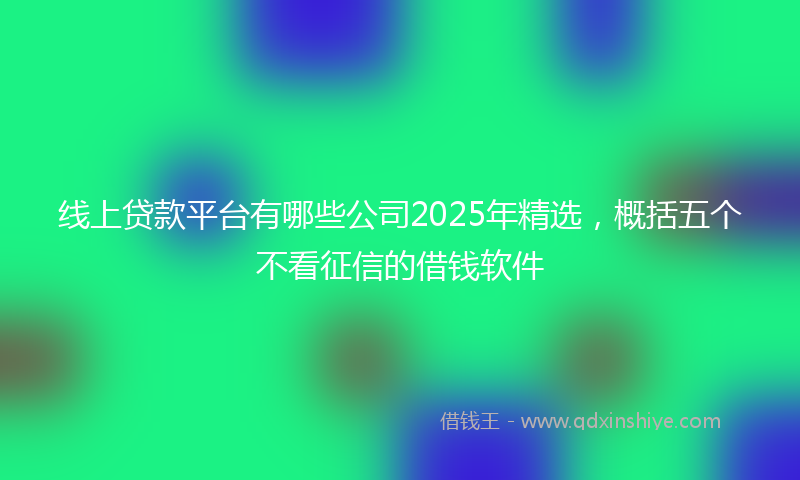 线上贷款平台有哪些公司2025年精选，概括五个不看征信的借钱软件