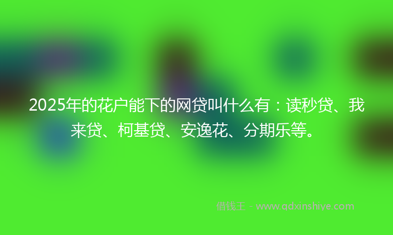 2025年的花户能下的网贷叫什么有：读秒贷、我来贷、柯基贷、安逸花、分期乐等。