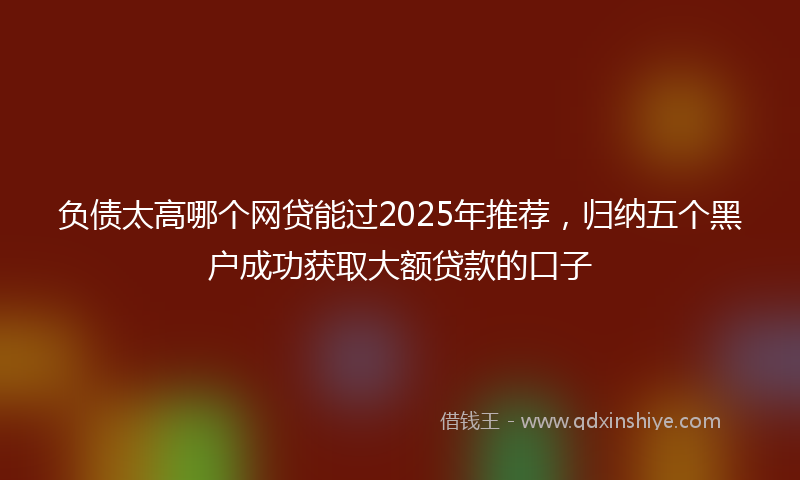 负债太高哪个网贷能过2025年推荐，归纳五个黑户成功获取大额贷款的口子