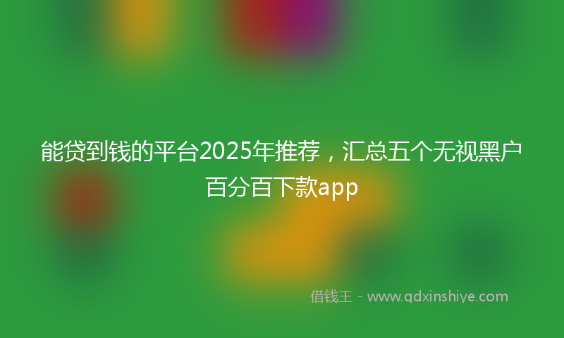 能贷到钱的平台2025年推荐，汇总五个无视黑户百分百下款app