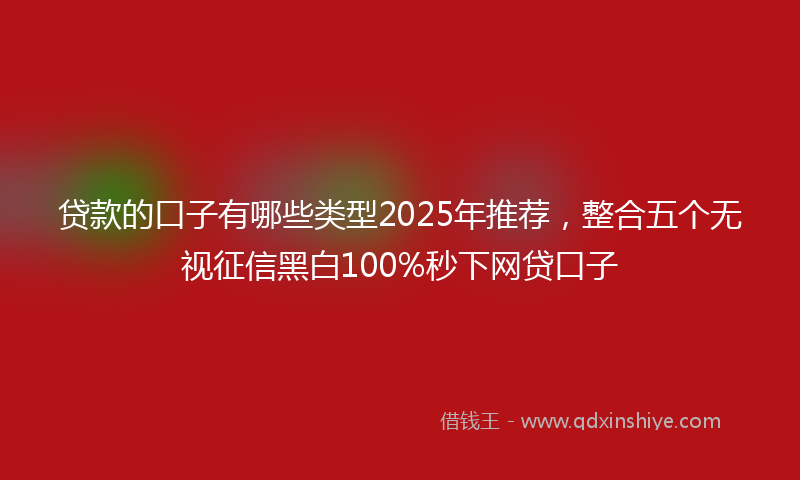 贷款的口子有哪些类型2025年推荐，整合五个无视征信黑白100%秒下网贷口子