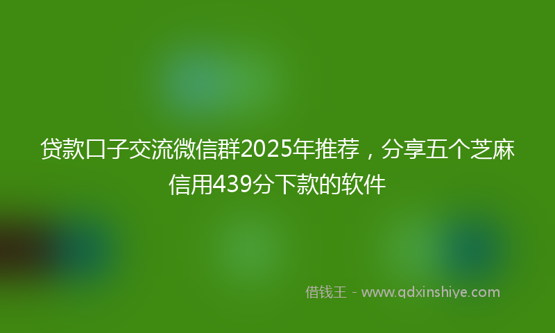 贷款口子交流微信群2025年推荐，分享五个芝麻信用439分下款的软件