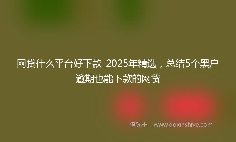 网贷什么平台好下款_2025年精选，总结5个黑户逾期也能下款的网贷