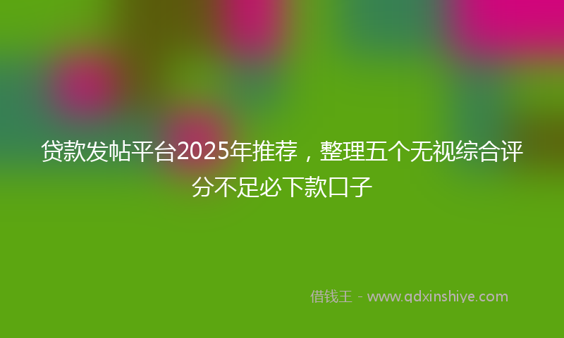 贷款发帖平台2025年推荐，整理五个无视综合评分不足必下款口子