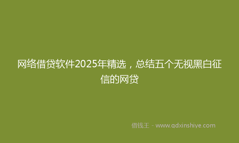 网络借贷软件2025年精选，总结五个无视黑白征信的网贷