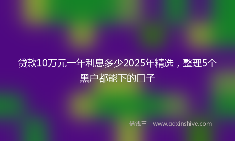 贷款10万元一年利息多少2025年精选，整理5个黑户都能下的口子