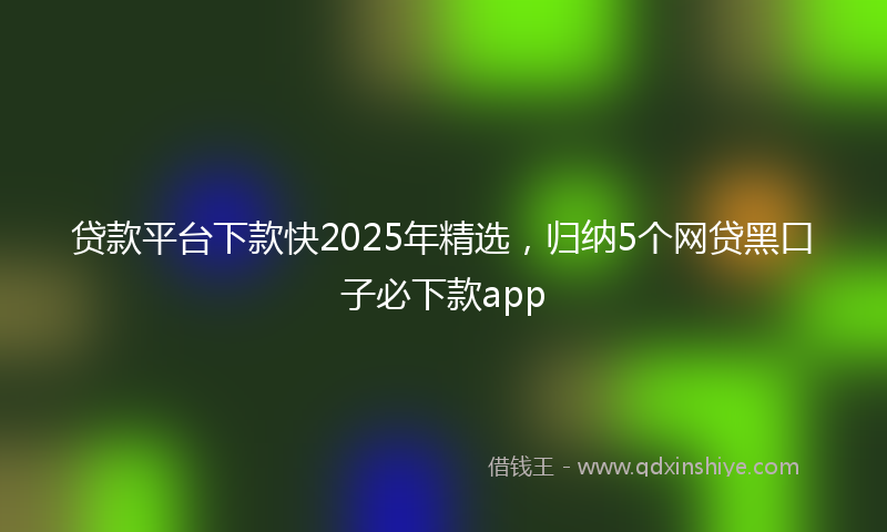 贷款平台下款快2025年精选，归纳5个网贷黑口子必下款app